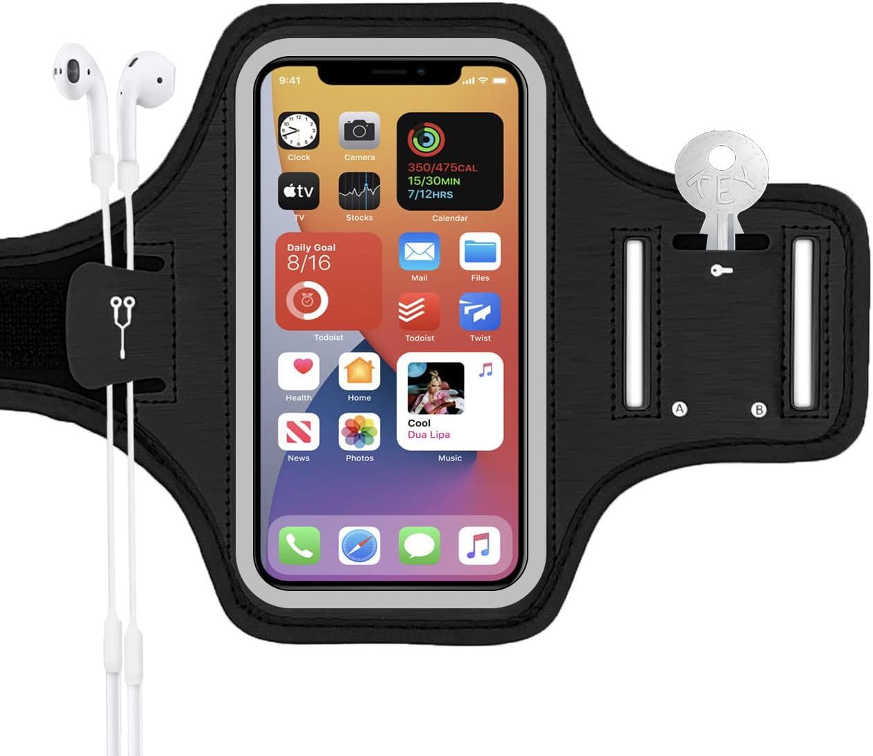 AMERTEER Armband Phone Holder For Running With Key HolderMobile AccessoriesUnique Zipper Slot DesignThe zippered pocket holds your car keys and small valuables. Highly Sensitive Touch ScreenCell phone armbands ultra clear and sensitive screen enables you